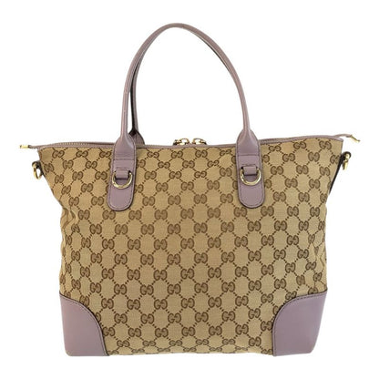 Gucci Bamboo Heart Beige Purple GG Canvas 269957 Tote Bag Shoulder Bag 2way