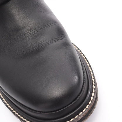Chanel Boots CC Logo Black Blue Fabric Leather Tweed Engineer — view 12