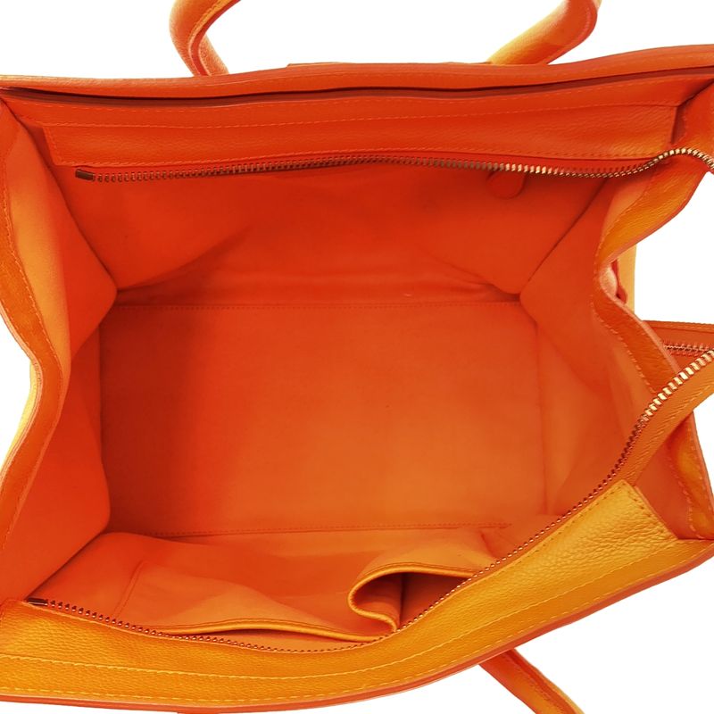 Celine - Phoebe Period Luggage Mini Shopper Leather Tote Bag - Orange - Women
