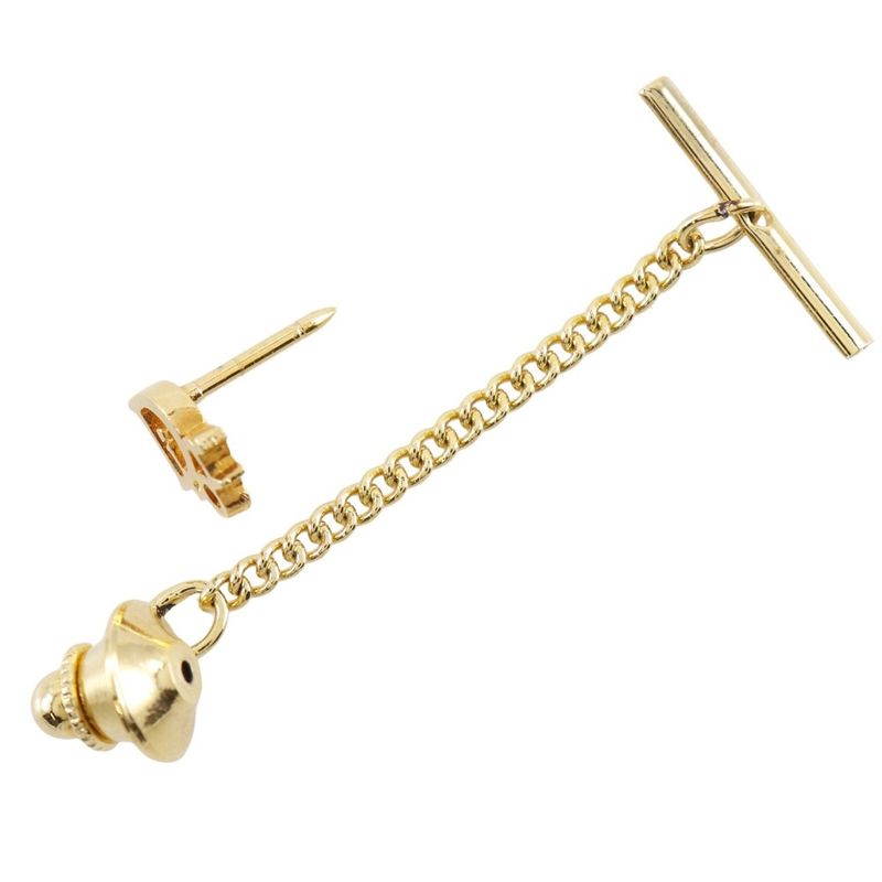 [dior] Christian Dior Tie Tack Logo Pin Brooch Gold Plated Men's Tie Pin