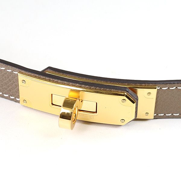 Hermes Women's Belt Kelly 18 Vaux Epson Etoupe Gold Hardware K Engraved (2025)