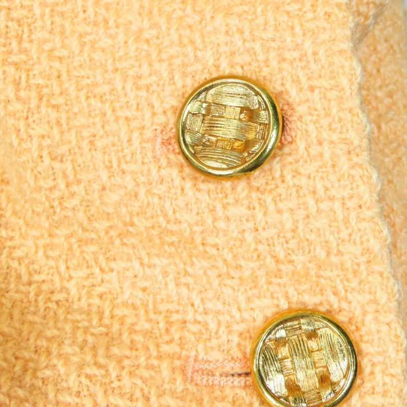 Chanel Skirt Vintage 38 Wool Silk Salmon Pink Orange Tweed 93C Gold Button