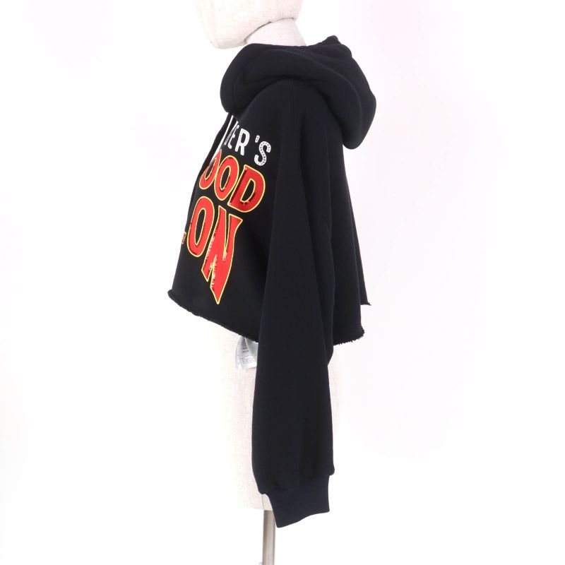 Gucci 22AW 688197 100% Cotton Hollywood Babylon Cropped Hoodie With Rhinestones