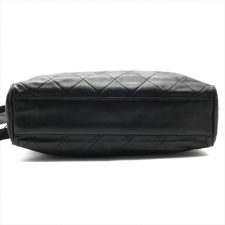 Chanel CC Logo Quilted Lambskin Fringe Shoulder Bag Crossbody Black