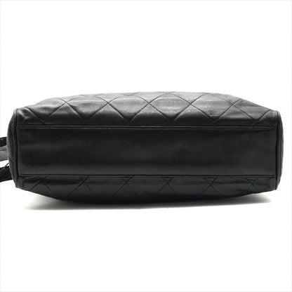 Chanel CC Logo Quilted Lambskin Fringe Shoulder Bag Crossbody Black