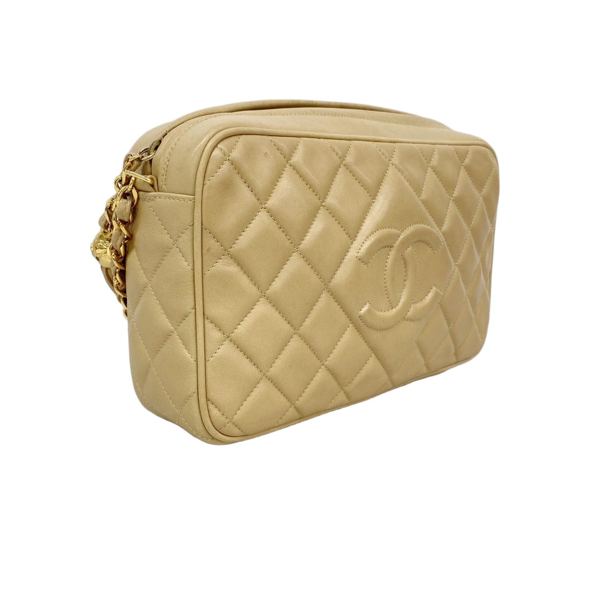 Chanel Shoulder Bag Quilted Lambskin Beige Gold — view 2