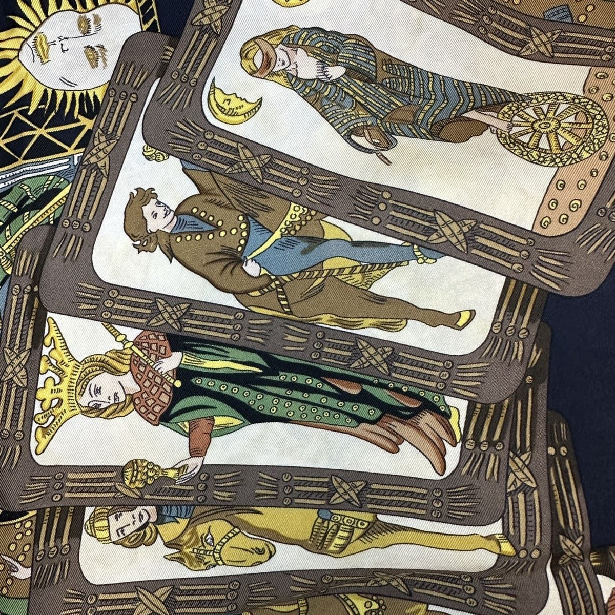 Hermes Carre 90 Scarf le Tarot Card Silk Navy — view 5