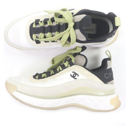Chanel Partly Suede Leather 20K CC Logo Low Cut Sneakers Beige 39 — view 4