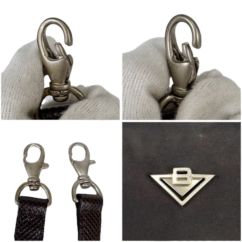 Bottega Veneta 2WAY Mini Tote Shoulder Bag Brown Nylon Canvas Silver Hardware