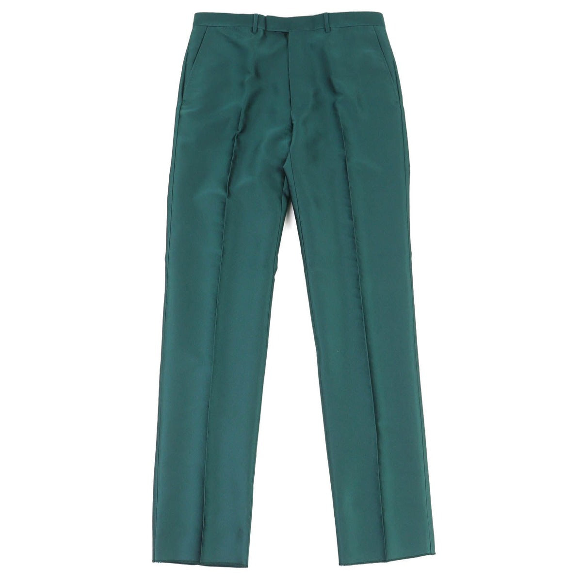Gucci Silk Blend Pleated Trousers Pants Untreated Hem Green 48