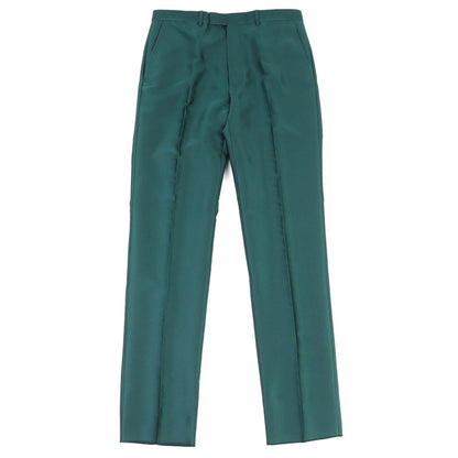 Gucci Silk Blend Pleated Trousers Pants Untreated Hem Green 48