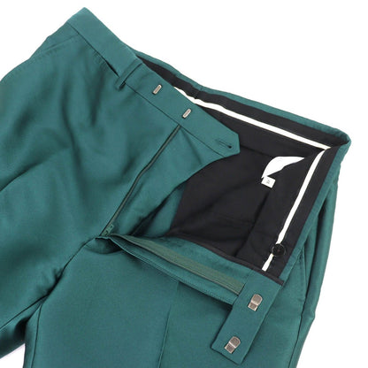 Gucci Silk Blend Pleated Trousers Pants Untreated Hem Green 48 — view 5