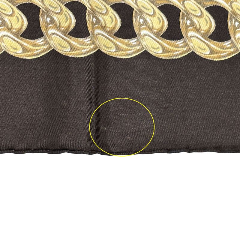 Chanel Scarf Women's Brand Cambon Coco Mark Silk Brown Yellow Chain Gold Dark