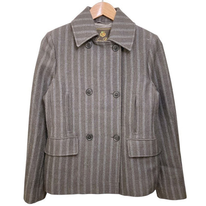 Loro Piana Silk Cashmere Blend Striped Double Breasted Jacket