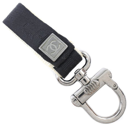 Chanel Coco Mark Sport Line Nylon Canvas And Metal Black/white Unisex Key Holder