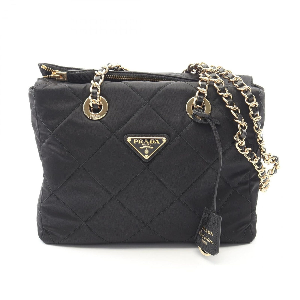 Prada Shoulder Bag Re Edition Black Nylon Saffiano Leather Editio
