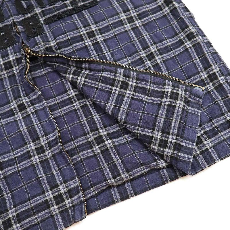 Balenciaga 24aw Front Logo Flannel Check Zip Up Hoodie 824581 Trm21 Navy 1