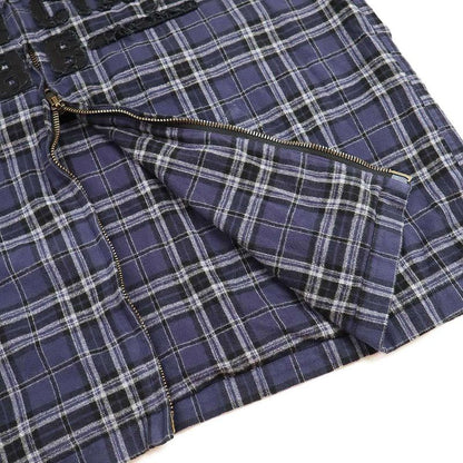 Balenciaga 24aw Front Logo Flannel Check Zip Up Hoodie 824581 Trm21 Navy 1