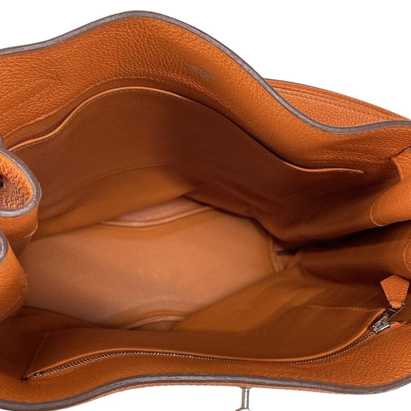 Hermes Shoulder Bag Sau Kelly 26 Orange Silver Hardware