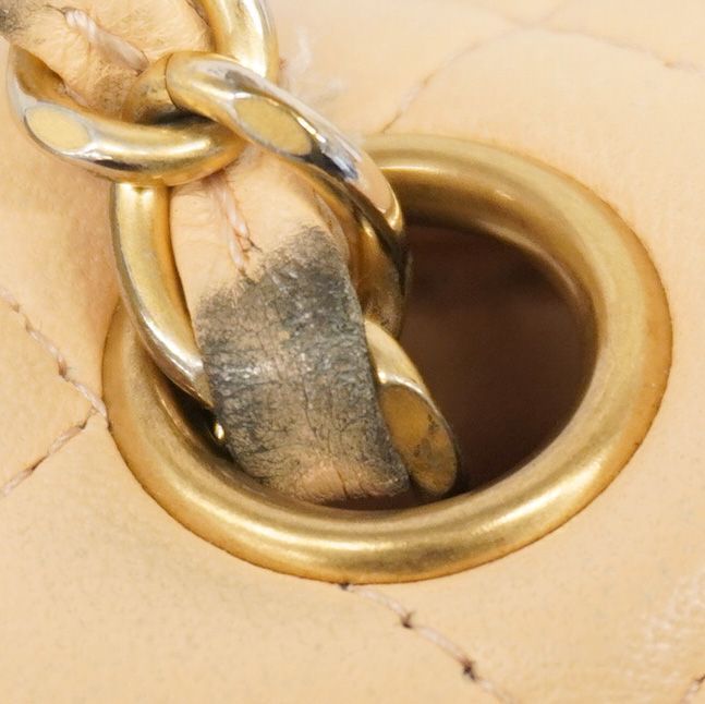 Chanel Shoulder Bag Mini Matelasse Lambskin Beige Chien Pan Gold Hardware Women