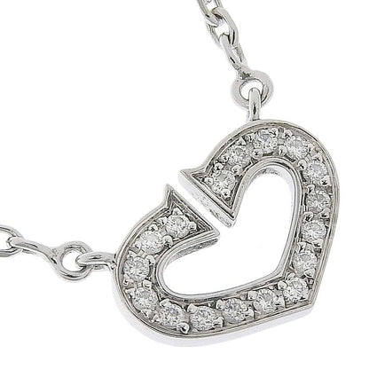 Cartier C Heart 18kwhite Gold With Diamonds Ladies 5.5g Necklace