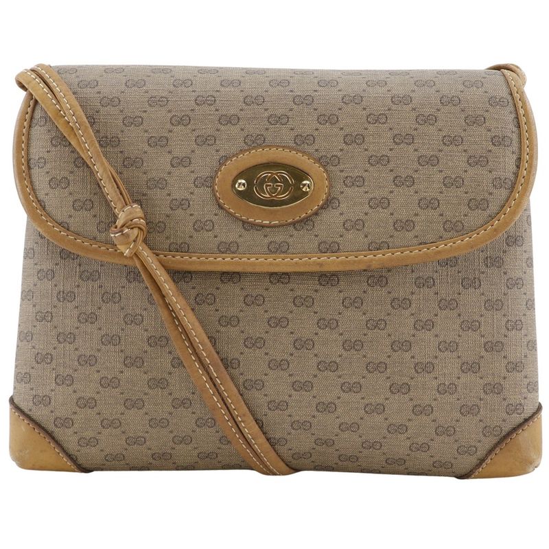 Gucci Old Gucci Micro GG Vintage PVC Beige Women's Shoulder Bag