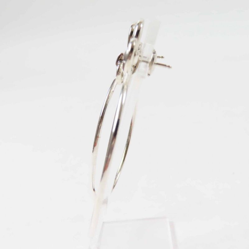 Hermes Loop Medium Earrings For Both Ears Ag925 Silver With Box Storage Bag