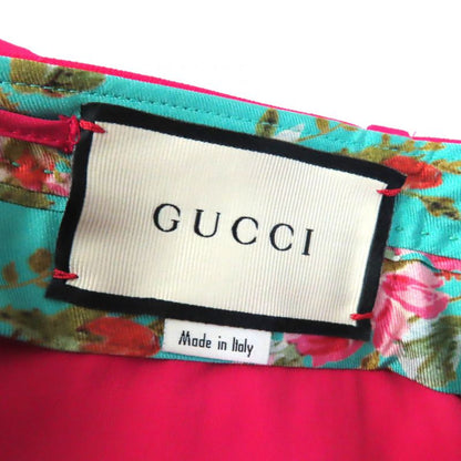 Gucci 529540 Waist Floral Center Press Cropped Pants With Shell Logo Button