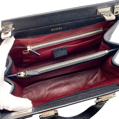 Gucci Handbag Zumi Small Top Handle Bag 569712 Leather Logo Black Silver