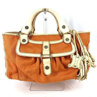Celine Handbag Macadam Boogie Bag Leather Canvas Orange