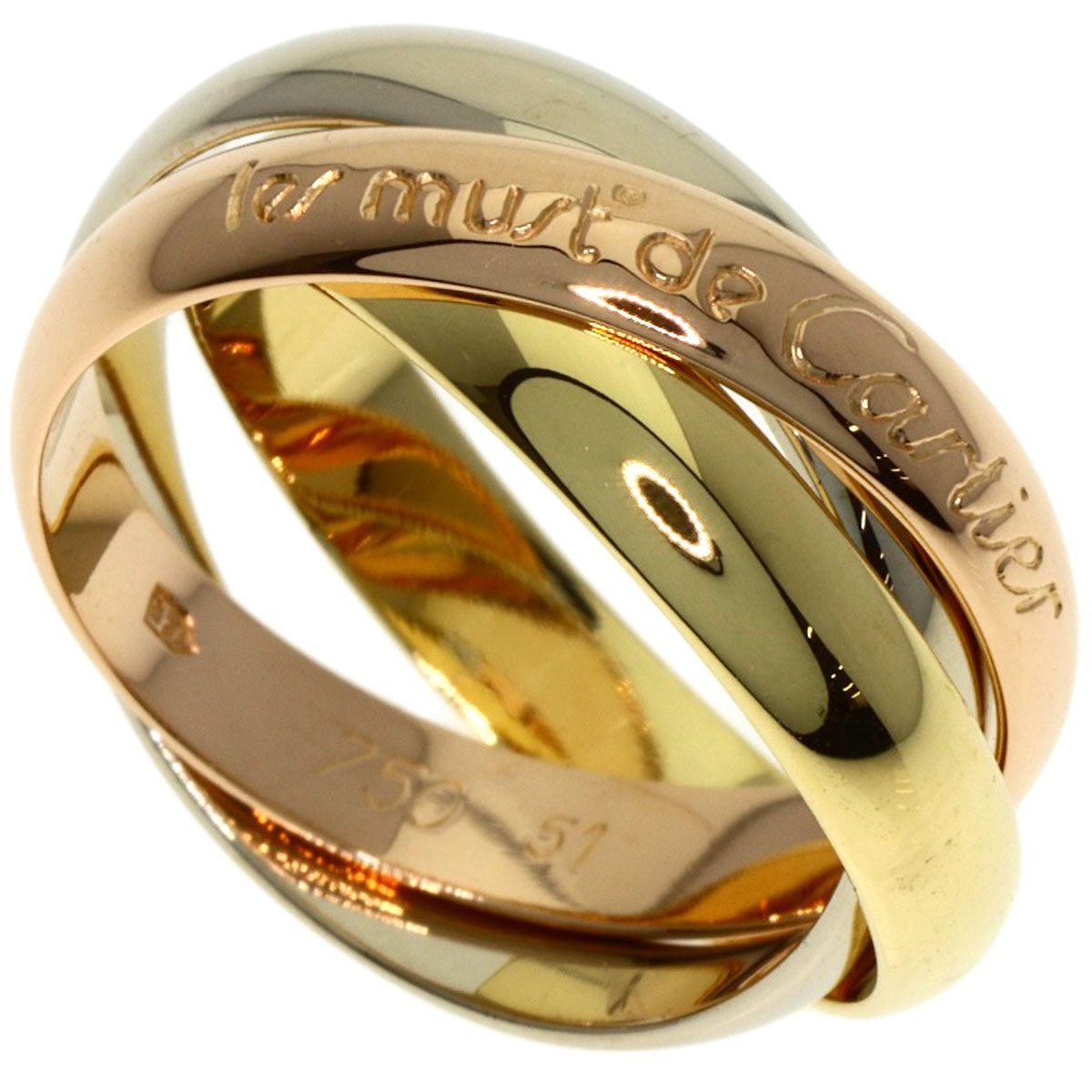 Cartier Trinity 51 Ring 18K Yellow Gold White Pink