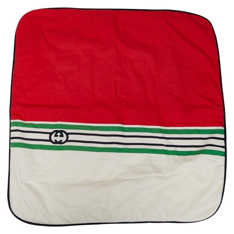 Gucci GG Logo Blanket Lap White Multicolor Wool Polyester