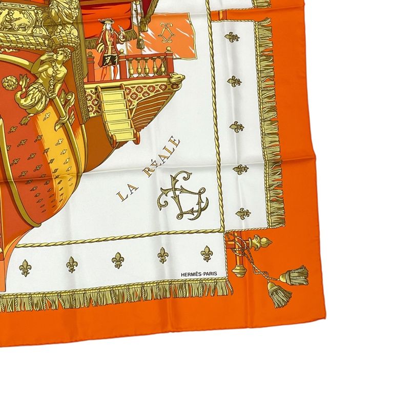 Hermes Carre 90 VUE DU Carosse DE LA Galere LA Reale Queen's Coronation Silk
