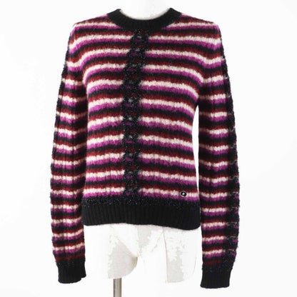 Chanel With Coco Mark Plate Chain Striped Pattern Long Sleeve