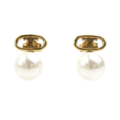 Celine Vintage-Style Gold-Tone and Pearl Earrings