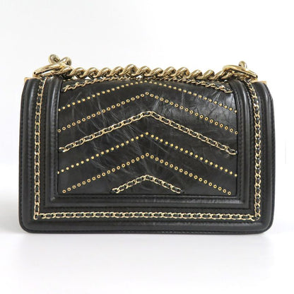 Chanel Boy Chanel 20 Chain Shoulder Flap Bag Cuff Black Studs Black