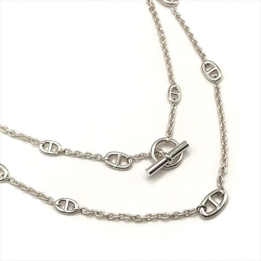 Hermes Chaine D'ancre Farandole Long Necklace 925 Sterling Silver