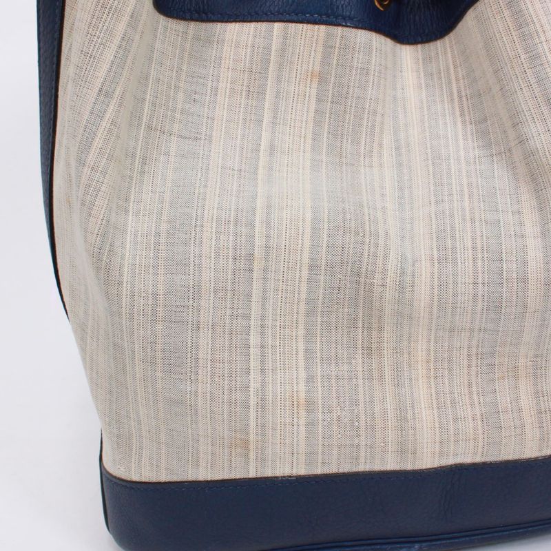 Hermes Market PM Leather And Canvas Blue Handbag Gold