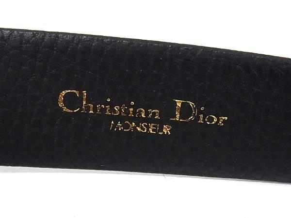 Christian Dior Leather Gold Hardware Belt Ladies Black Bp3273