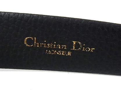 Christian Dior Leather Gold Hardware Belt Ladies Black Bp3273