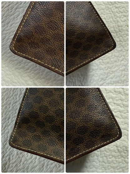 Celine Macadam Pattern Vintage Handbag Triomphe Business Calf Leather Brown