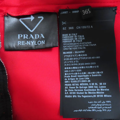 Prada 230623 Triangle Logo Leather Re-nylon Sleeveless Dress Black Red 36 Made