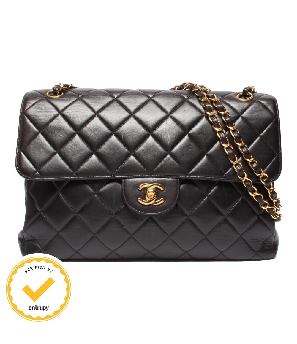 Chanel Shoulder Bag Double Face Chain Lambskin Gold Maxi Quilted 30