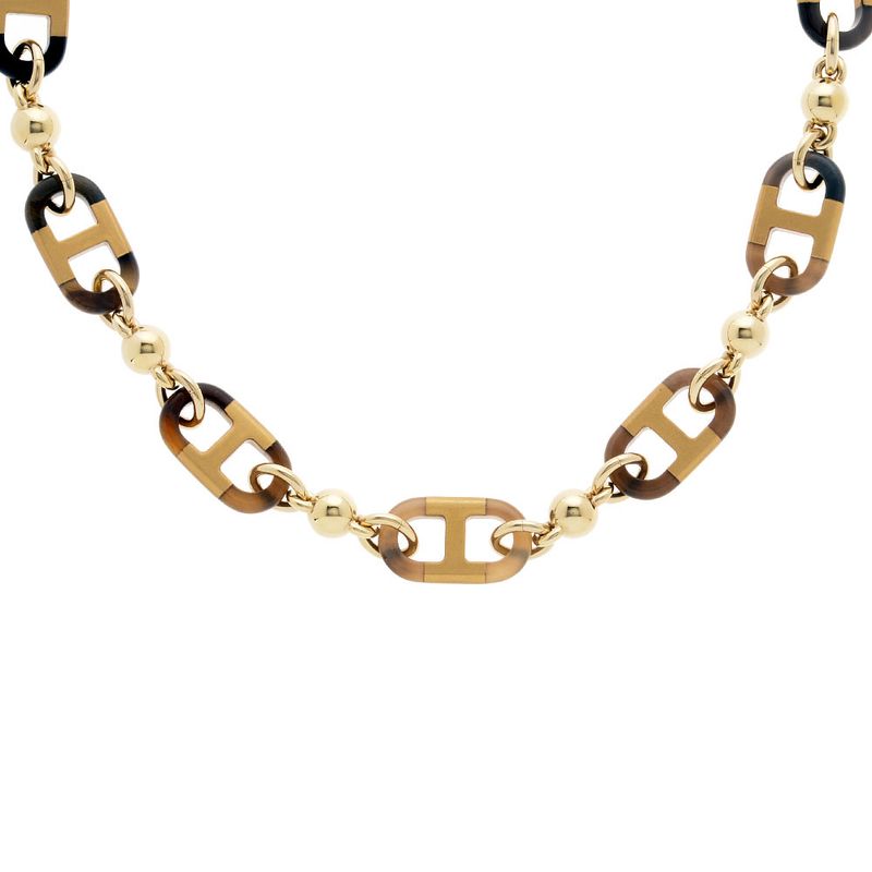 Hermes Sur Mer Necklace Metal Buffalo Horn Gold Chaine D'ancre GP