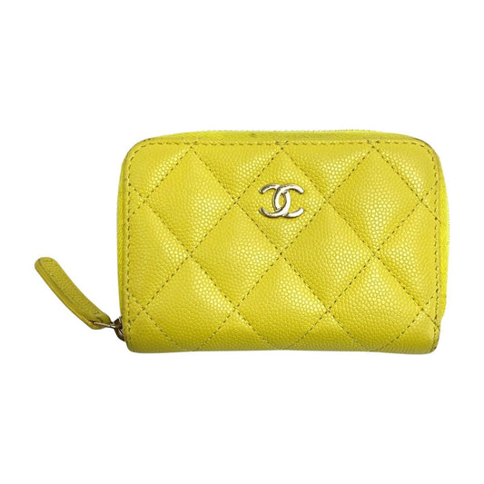 Chanel Matelasse Caviar Skin Ap0216 Yellow Wallet Coin Case