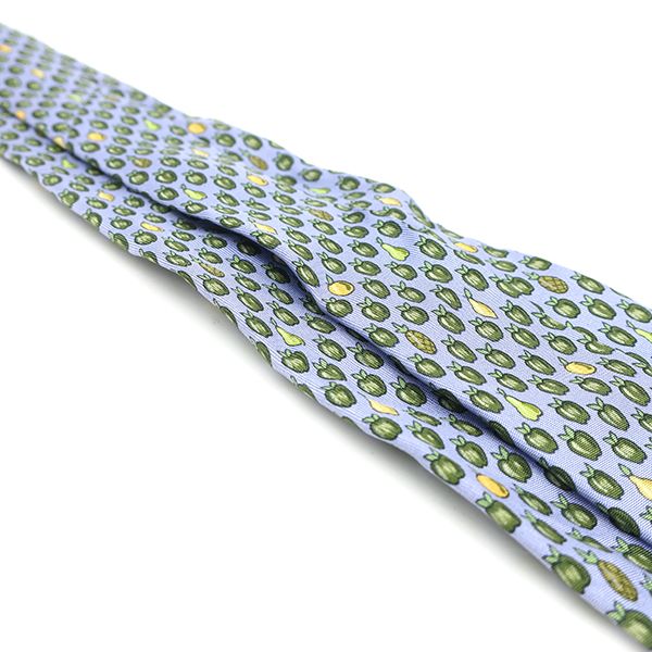 Hermes Necktie Apple Fruit 9cm (3.54in) Silk Blue and Green Blue Light Blue All