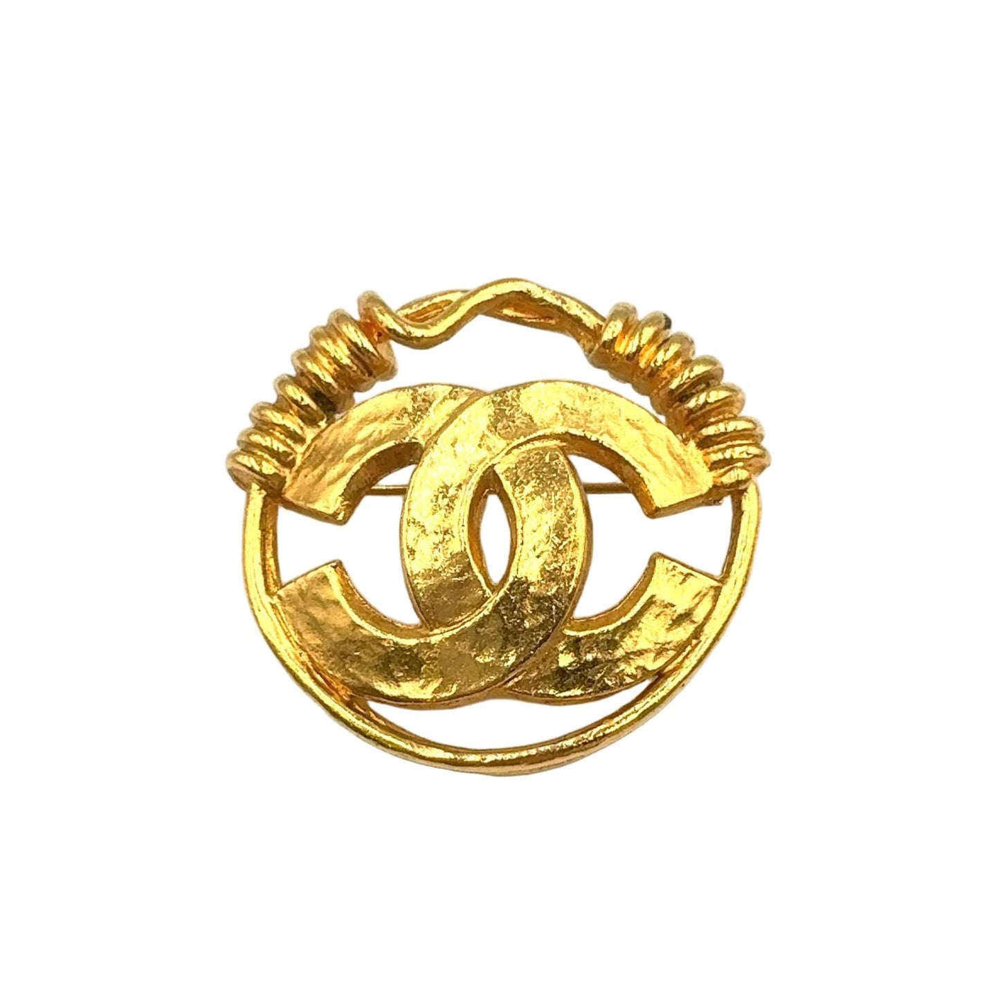 Chanel CC Logo Gold Plated Brooch