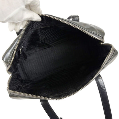 Prada Gradient Padlock Handbag Mirror Calf Leather Black Gray — view 10