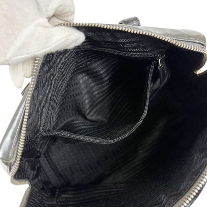 Prada Gradient Padlock Handbag Mirror Calf Leather Black Gray — view 11