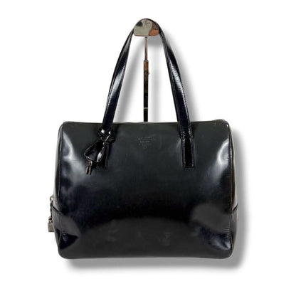Prada Gradient Padlock Handbag Mirror Calf Leather Black Gray